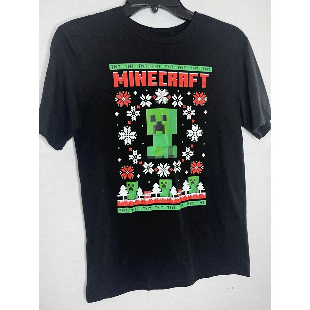 Minecraft Creeper T-Shirt Boys 14/16 Xmas Christmas Short Sleeve Holiday